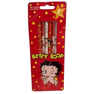 VTG 2005 Betty Boop No. 2 Real Wood Pencil Set of 6, New w/ Damaged Packaging